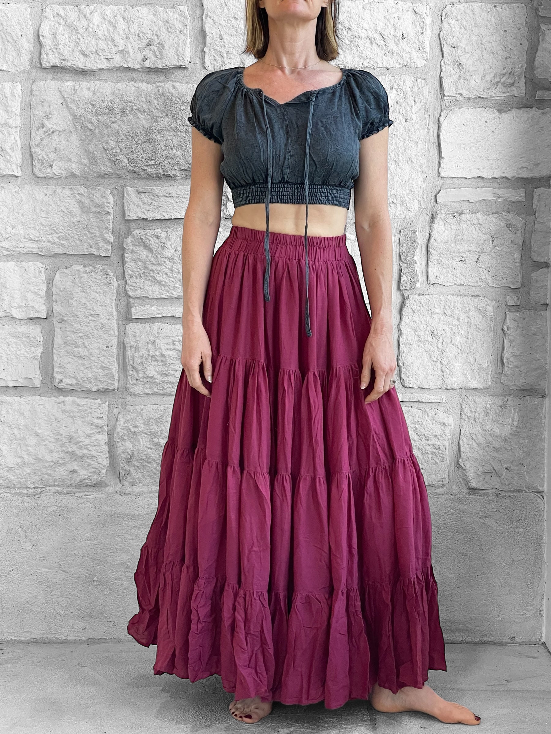 Maxi Tiered Skirt - Red – Zootzu Garb