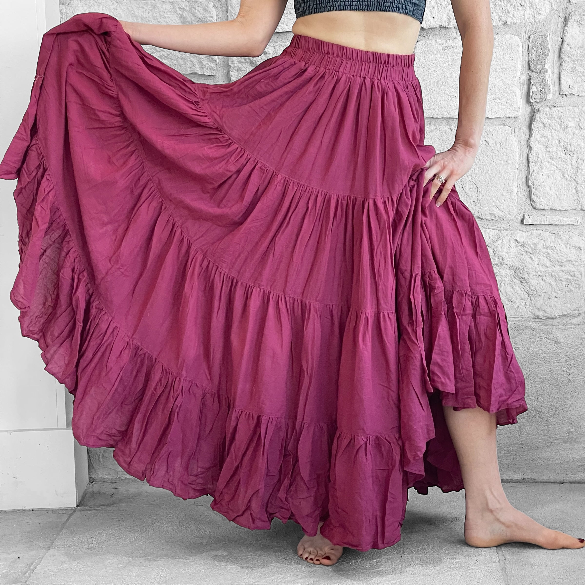 Maxi Tiered Skirt - Red