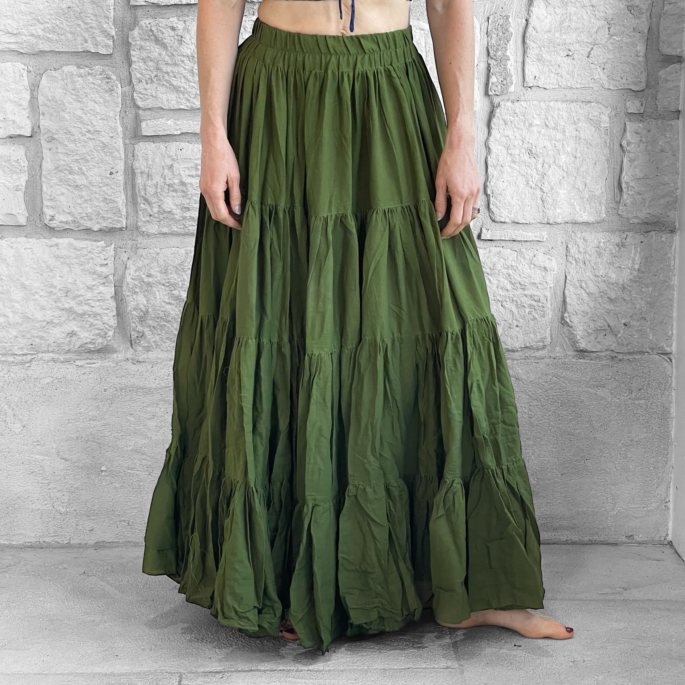 Maxi Tiered skirt - Green – Zootzu Garb