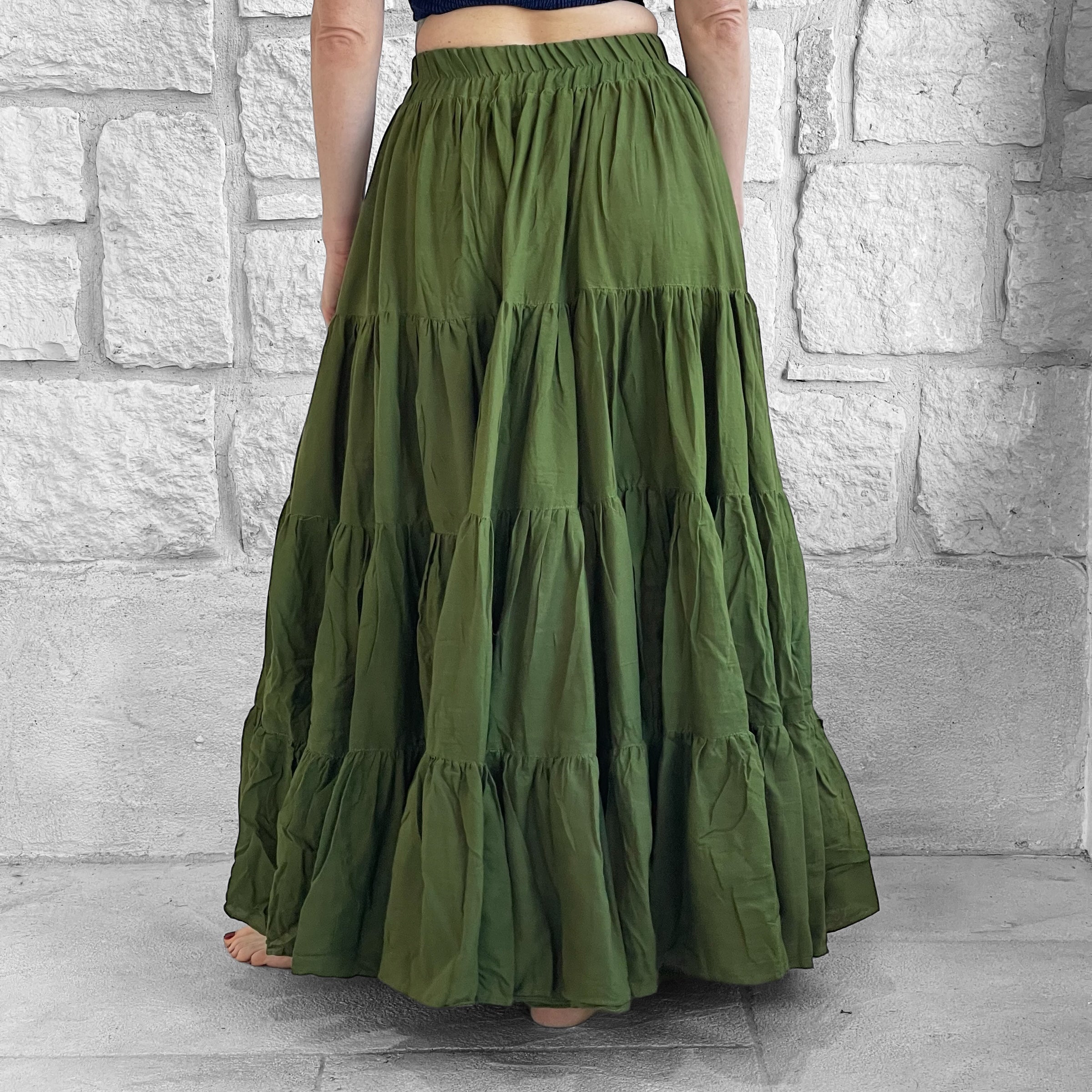 Maxi Tiered skirt - Green – Zootzu Garb