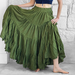 【THE MOZZ】Ten Long Skirt Kenzy Contrast Stitch Linen Maxi Skirt