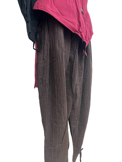 Ankle Cuff Pants - Striped Brown