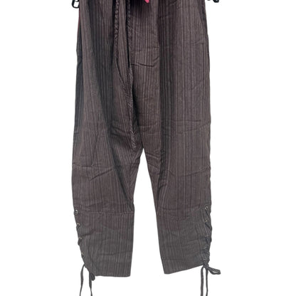 Ankle Cuff Pants - Striped Brown