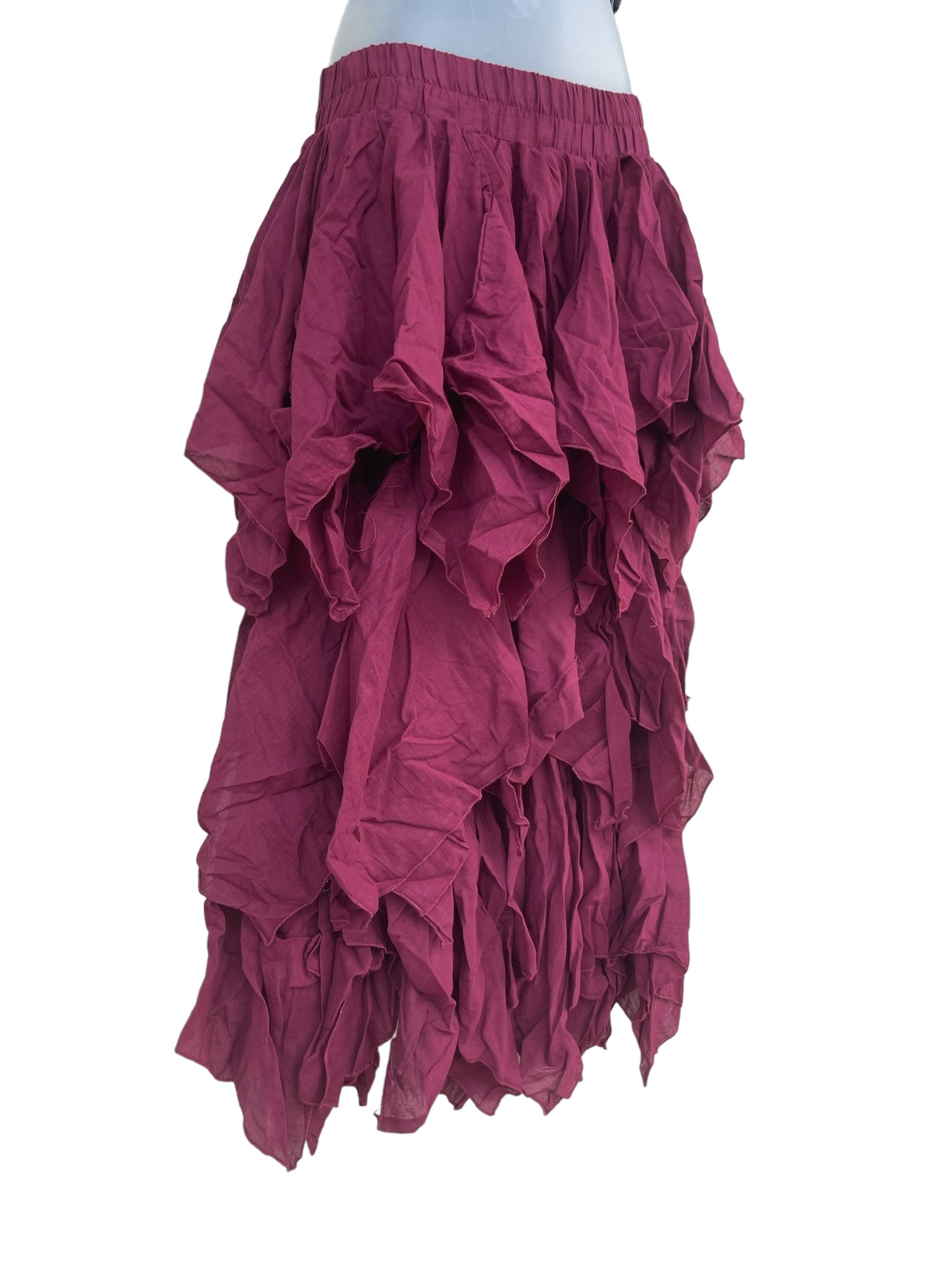Fay Ragged Cut Skirt - Maroon