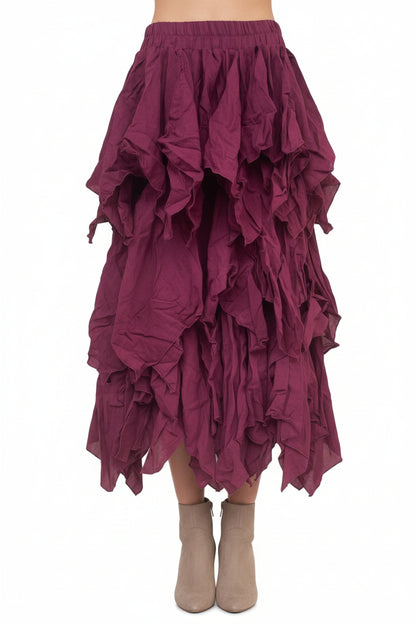 Fay Ragged Cut Skirt - Maroon