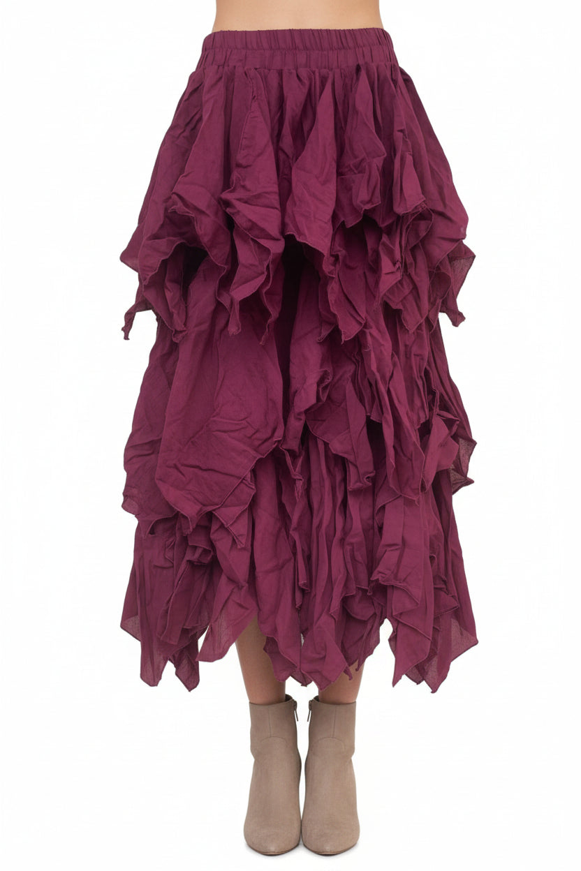 Fay Ragged Cut Skirt - Maroon