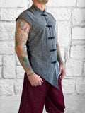 'Doublet' Vest, Frog Clasps  - Grey/Black