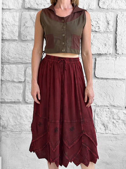 Snowflake Skirt - Stone Dark Red