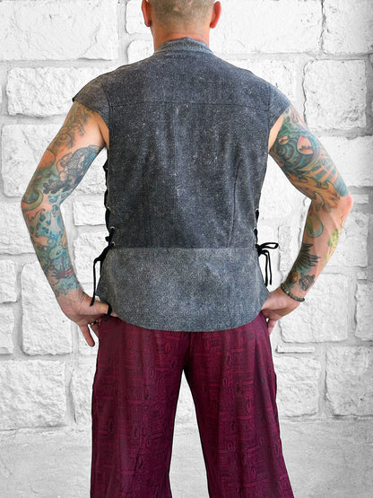 Doublet Vest, Frog Clasps  - Grey/Black