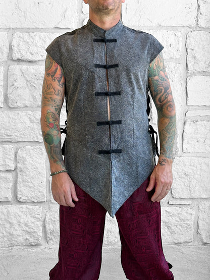 Doublet Vest, Frog Clasps  - Grey/Black