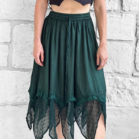 'Folly' Lace Skirt - Green
