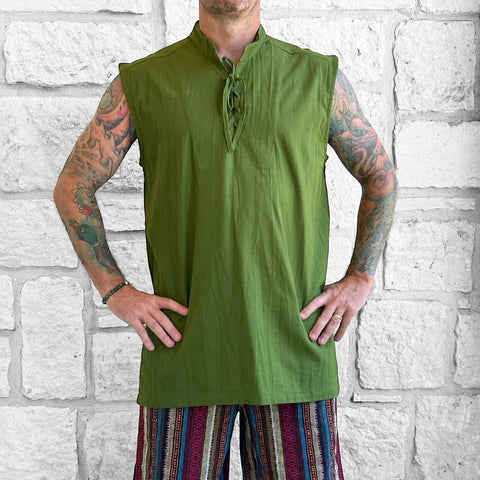 'Rogue' Medieval Sleeveless Shirt - Green