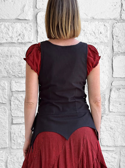 Long Petal Vest - Cotton Black