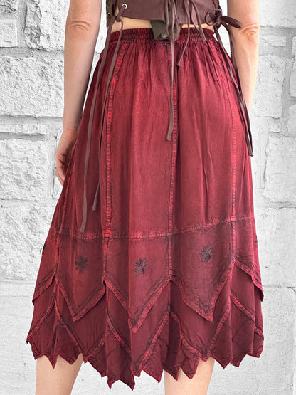 Snowflake Skirt - Stone Dark Red