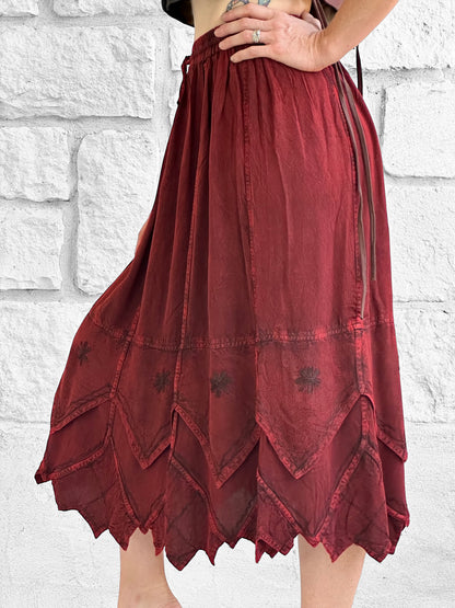 Snowflake Skirt - Stone Dark Red