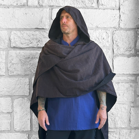 'Mantle Wrap' Medieval Shawl - Earthy Gray/Brown