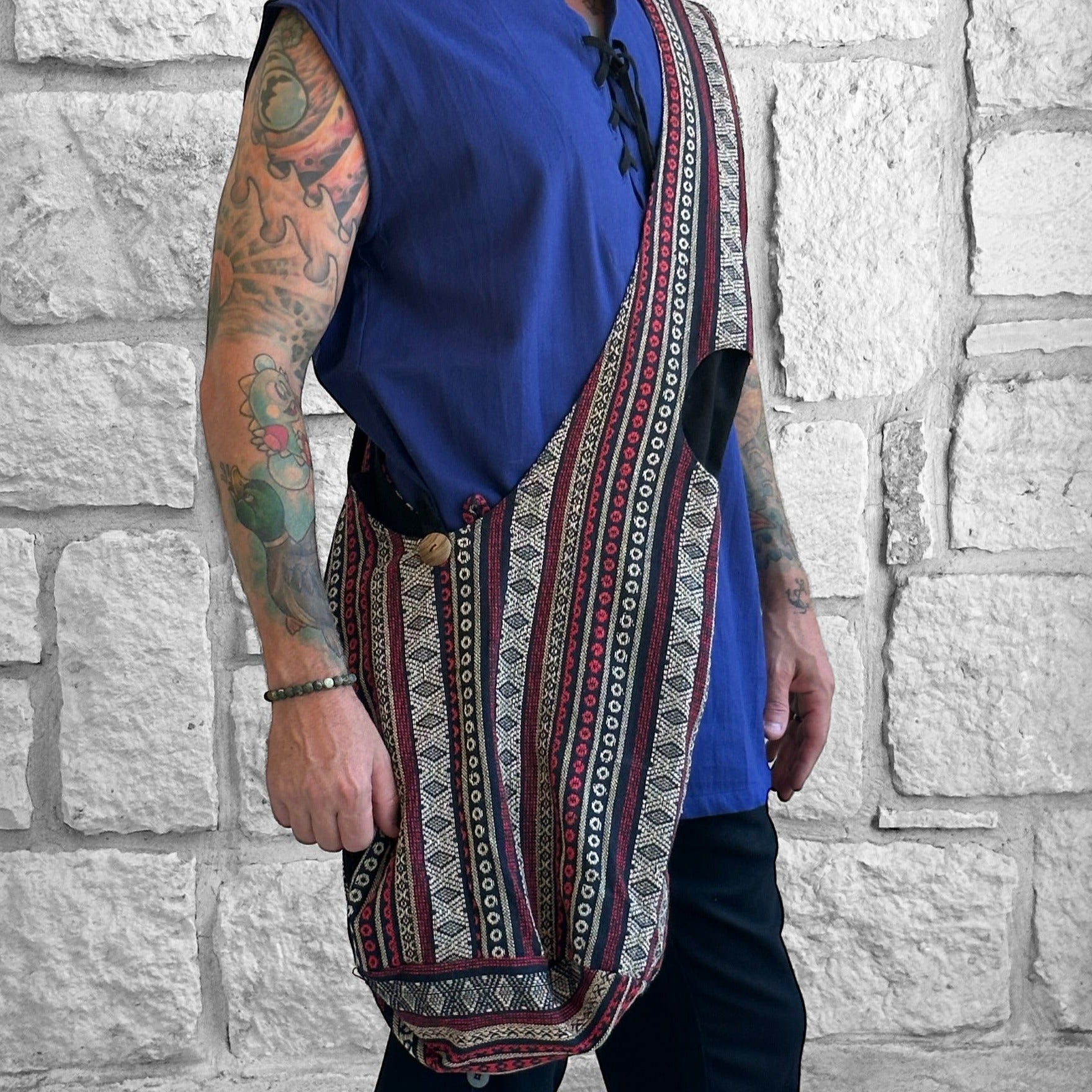 Monk Bag - Tan/Black/Red