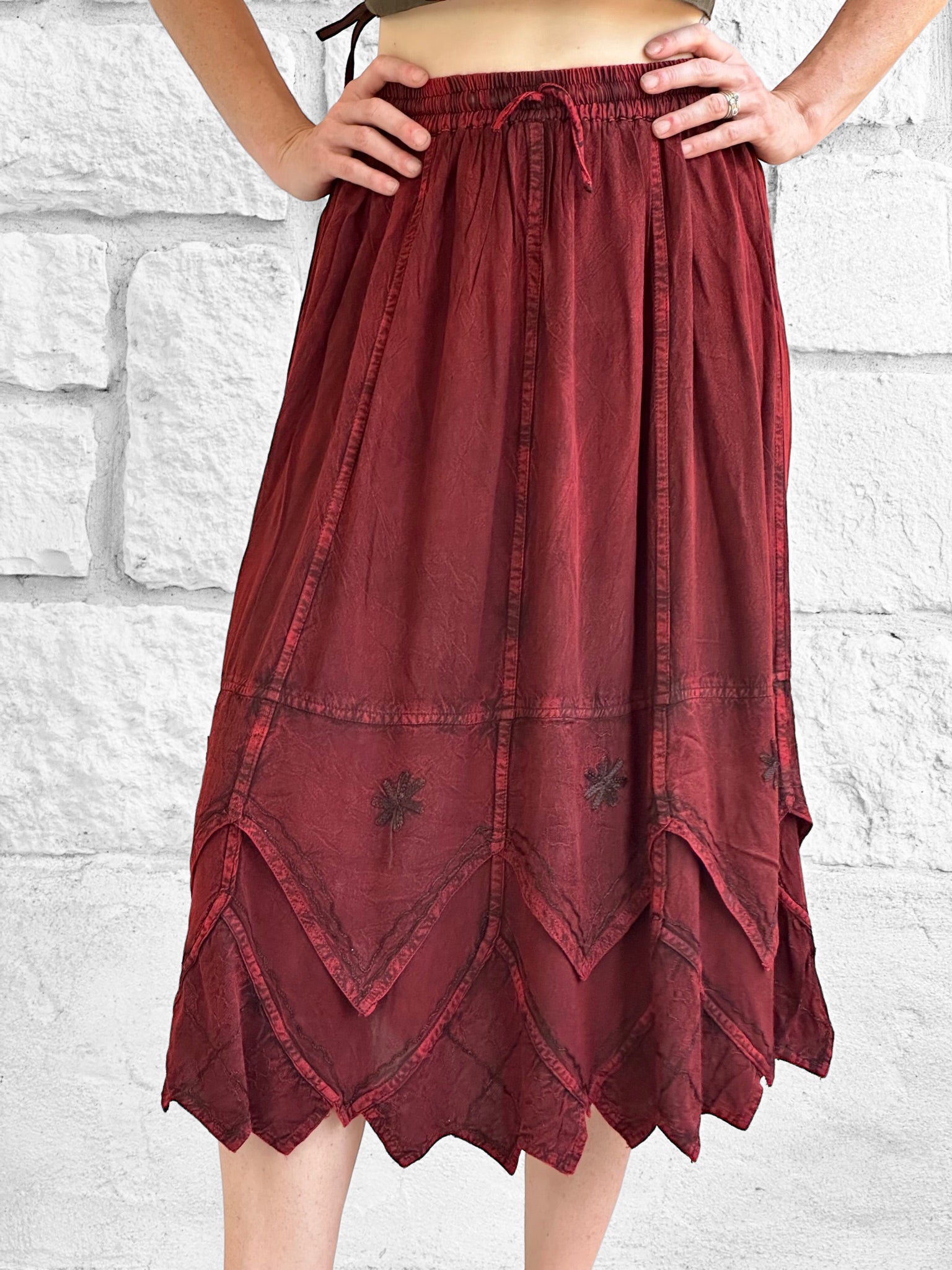 Snowflake Skirt - Stone Dark Red