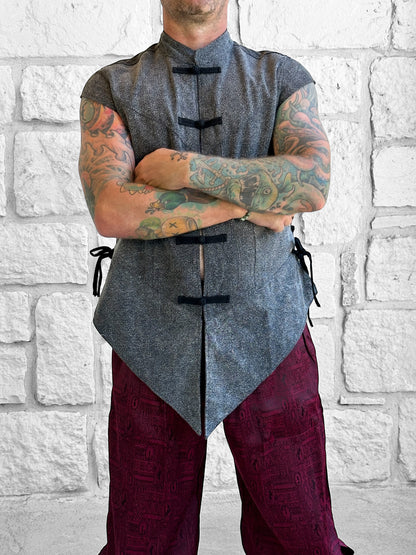 Doublet Vest, Frog Clasps  - Grey/Black
