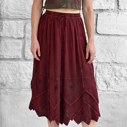 Snowflake Skirt - Stone Dark Red