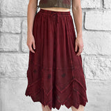 'Snowflake Skirt' - Stone Dark Red