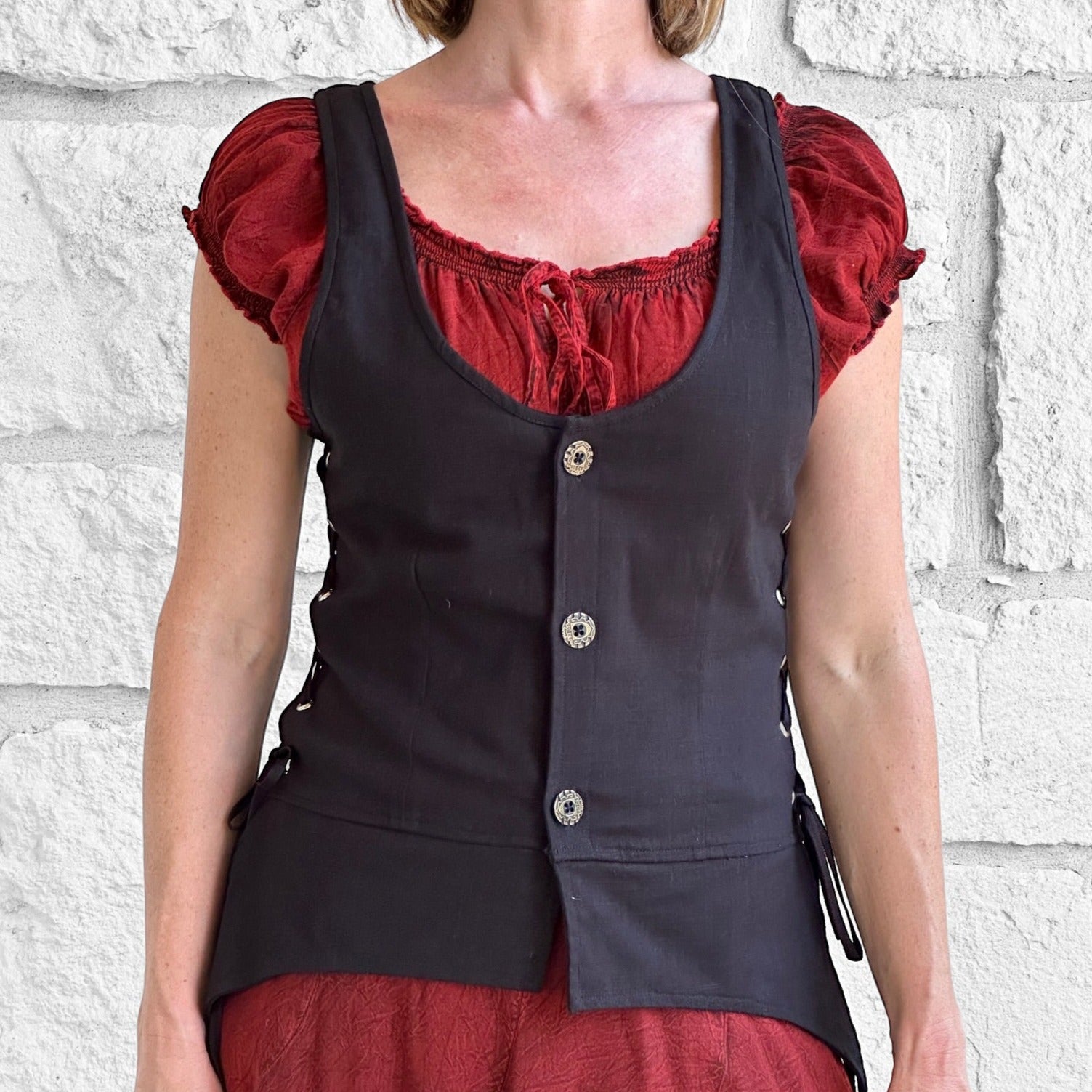 Long Petal Vest - Cotton Black