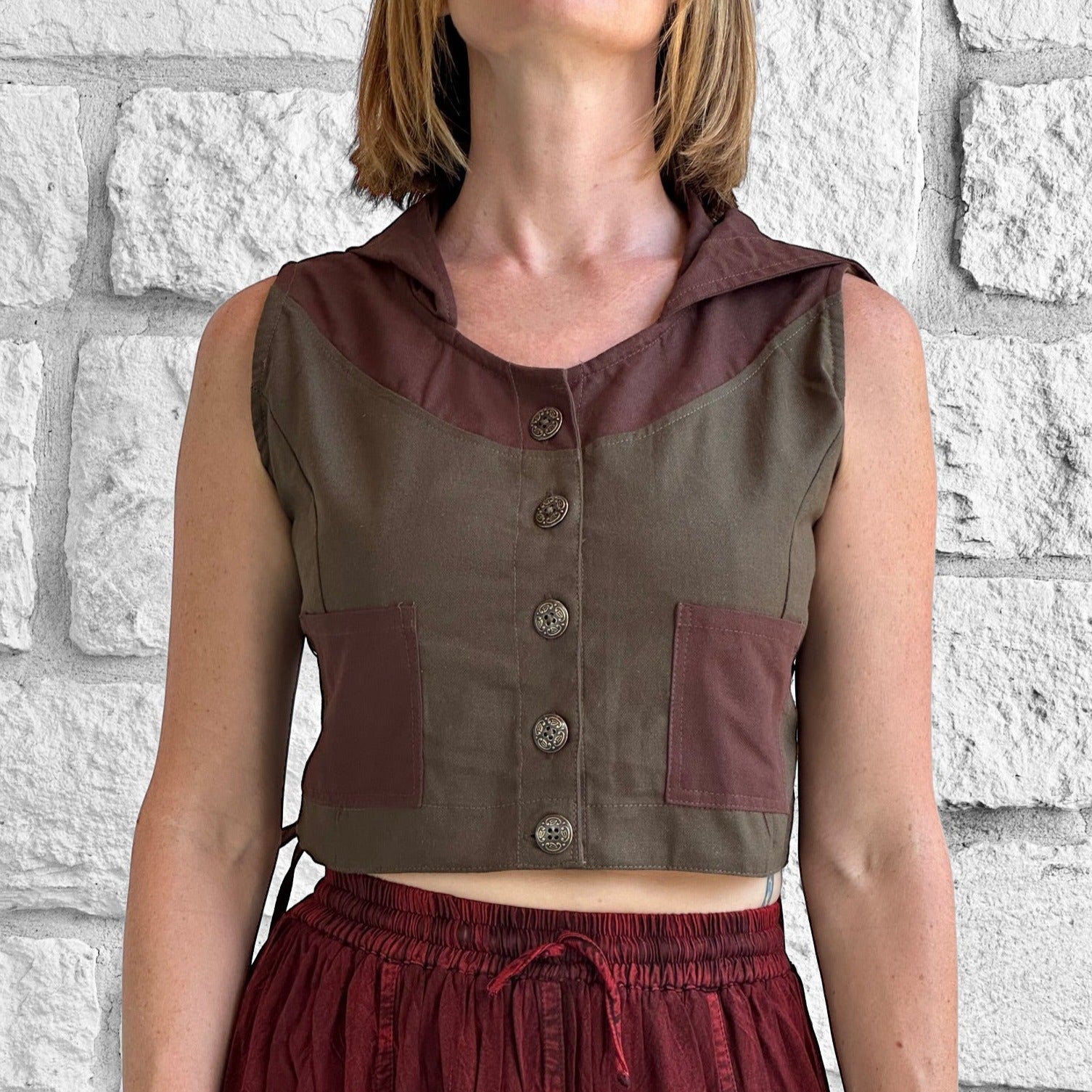 Sprite Vest - Fern Green/Brown