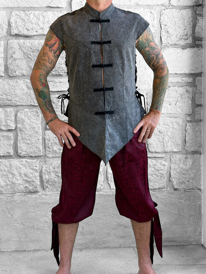Doublet Vest, Frog Clasps  - Grey/Black
