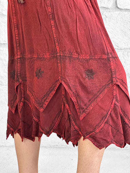 Snowflake Skirt - Stone Dark Red