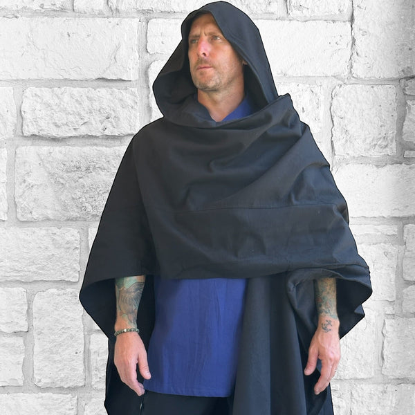 'Mantle Wrap' Medieval Shawl - Black