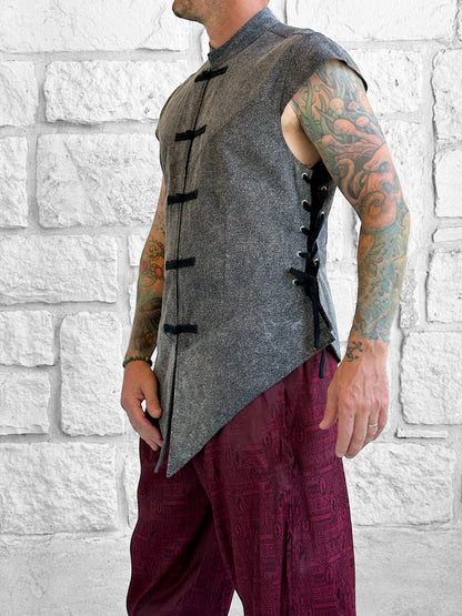 Doublet Vest, Frog Clasps  - Grey/Black