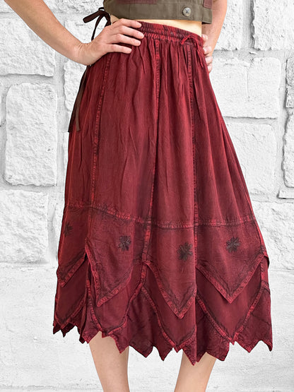 Snowflake Skirt - Stone Dark Red