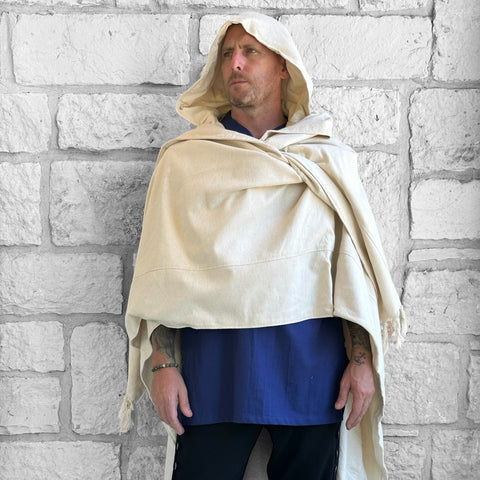 'Mantle Wrap' Medieval Shawl - Natural Cream