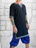 'Moonlight' Short Sleeves Viking Tunic - Black