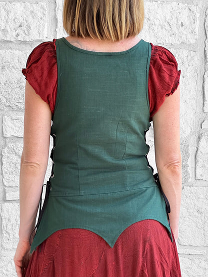 Long Petal Vest - Cotton Green