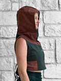 'Sprite Hooded Vest'  - Green/Brown