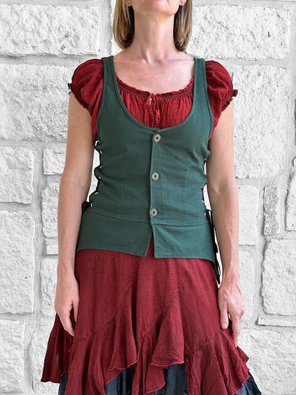 Long Petal Vest - Cotton Green