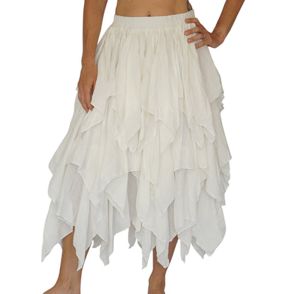 Fay Ragged Cut Skirt - Cream/Off White