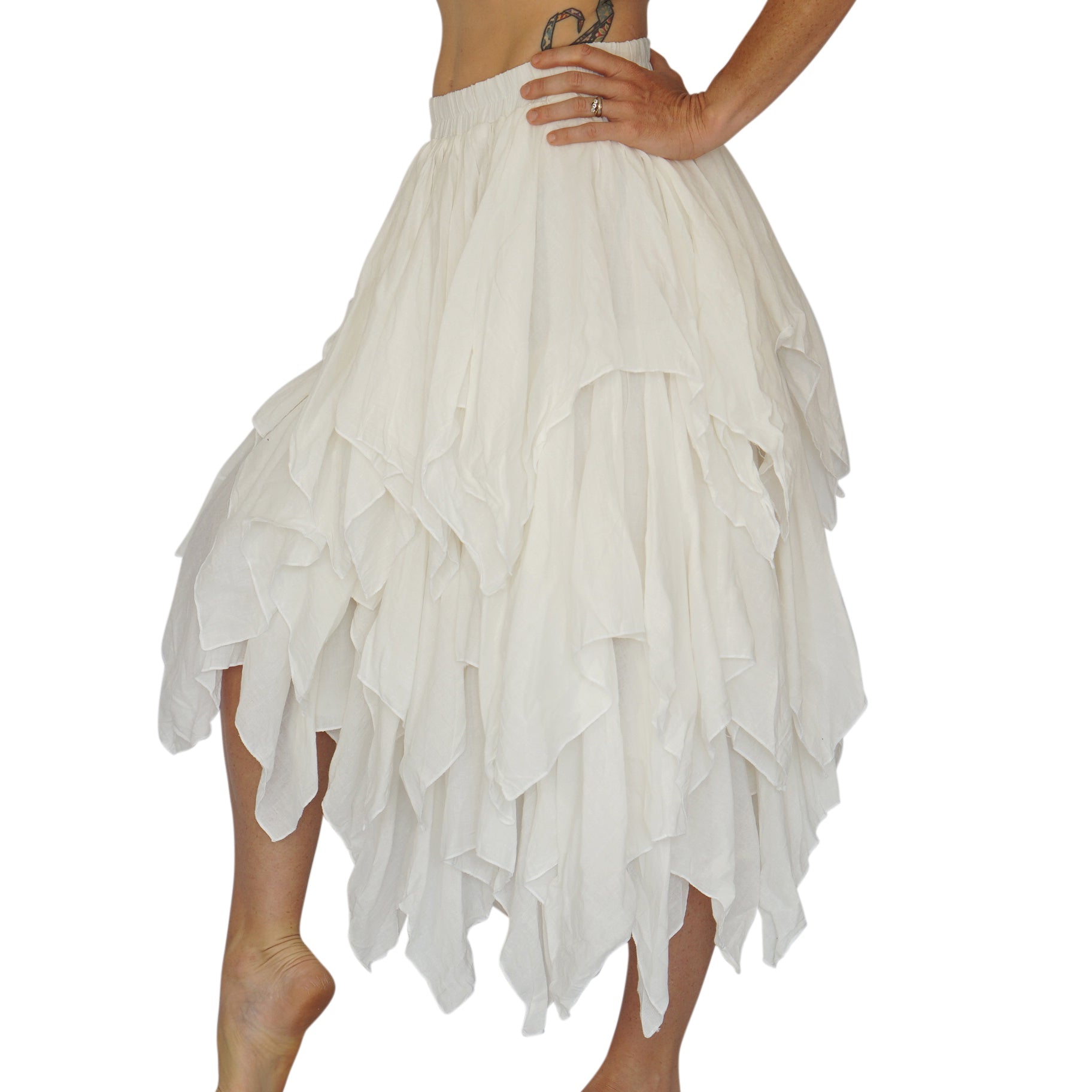 Fay Ragged Cut Skirt - Cream/Off White