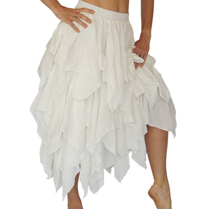 Fay Ragged Cut Skirt - Cream/Off White