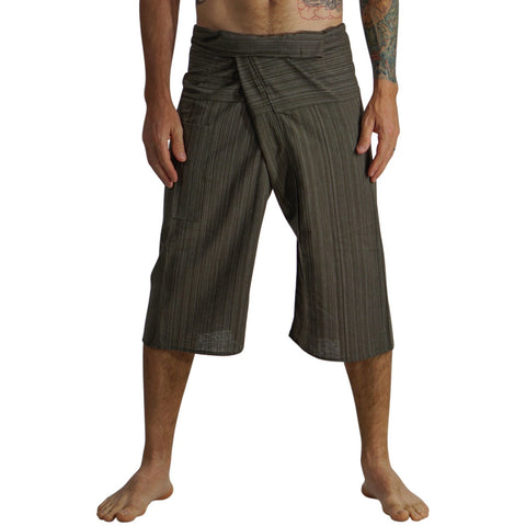 'Short Thai Fisherman Pants' - Striped Green
