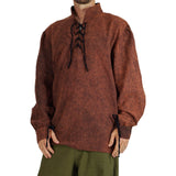 'Merchant' Renaissance Shirt with High Collar - Stone Brown - zootzu