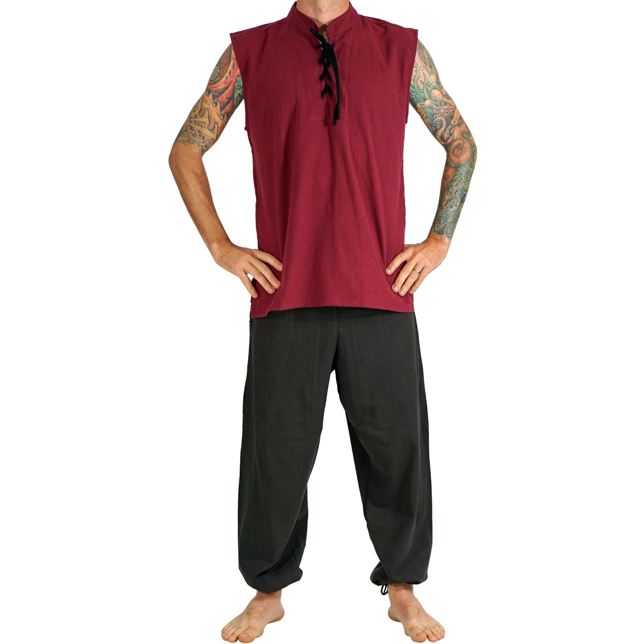 'Rogue' Medieval Sleeveless Shirt - Red - zootzu