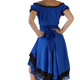 'Lace' Medieval Dress Short Sleeves - Blue - zootzu