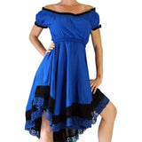 'Lace' Medieval Dress Short Sleeves - Blue - zootzu