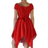 'Short Sleeve Gypsy Dress' - Red - zootzu