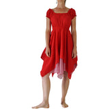 'Short Sleeve Gypsy Dress' - Red - zootzu