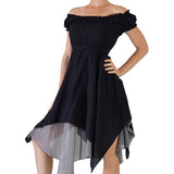 'Short Sleeve Gypsy Dress' - Black - zootzu