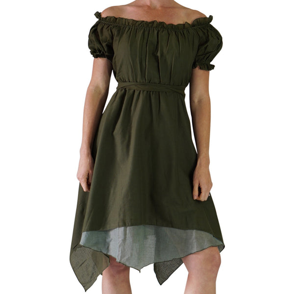 'Short Sleeve Gypsy Dress' - Fern Green - zootzu