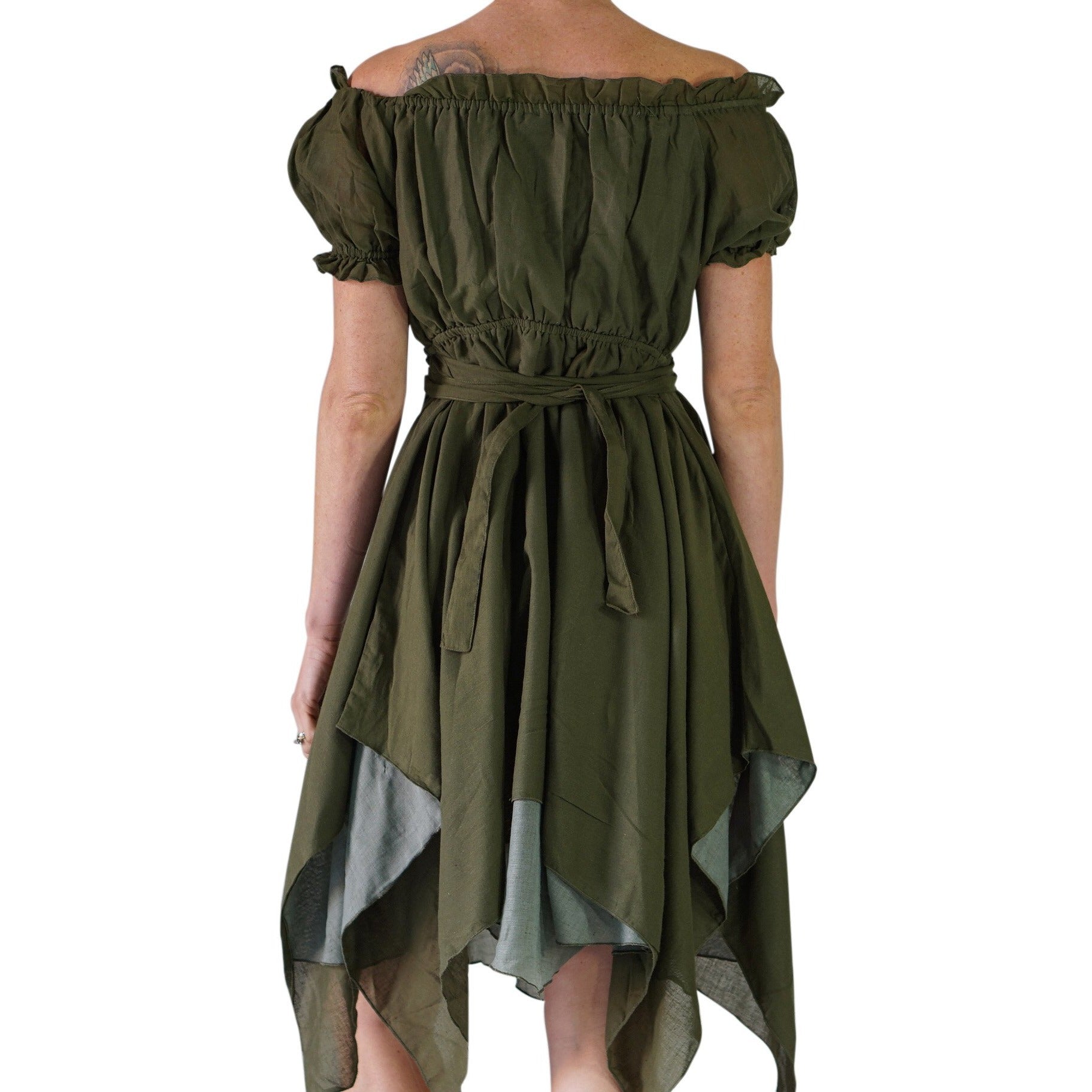 'Short Sleeve Gypsy Dress' - Fern Green - zootzu